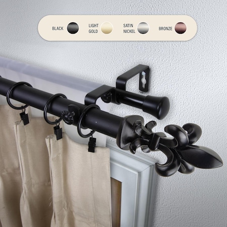 Kd 1 in. Silas Double Curtain Rod with 120 to 170 in. Extension, Black KD3739780
